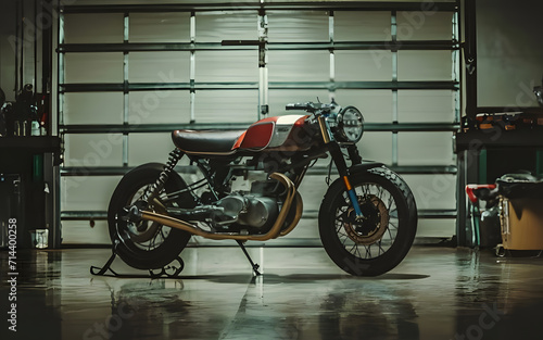 motorcycle on the garage