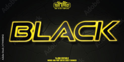 Black editable text effect, customizable glow and neon 3D font style