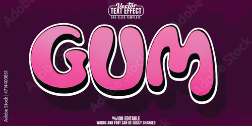 Gum editable text effect, customizable pink and yummy 3D font style