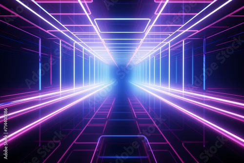 Abstract Background Neon Glowing Lines Tunnel