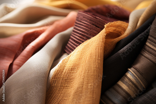 Overlapping Woven Fabrics in Warm Earthy Tones, Abstract Background Pattern