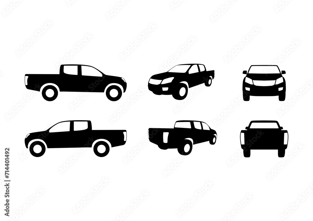 Car pickup truck icon set isolated on the background. Ready to apply to your design. Vector illustration.	