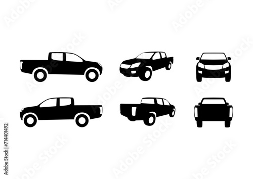 Car pickup truck icon set isolated on the background. Ready to apply to your design. Vector illustration. 