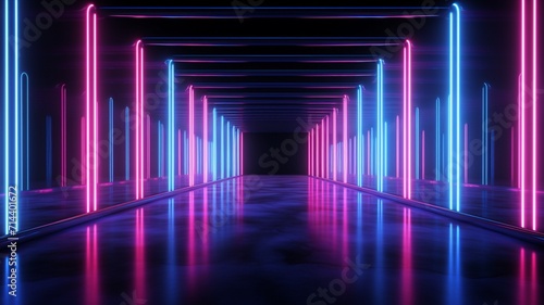 Abstract neon background with a purple and blue Neon lights glow AI Generated Pro Photo © Utpal