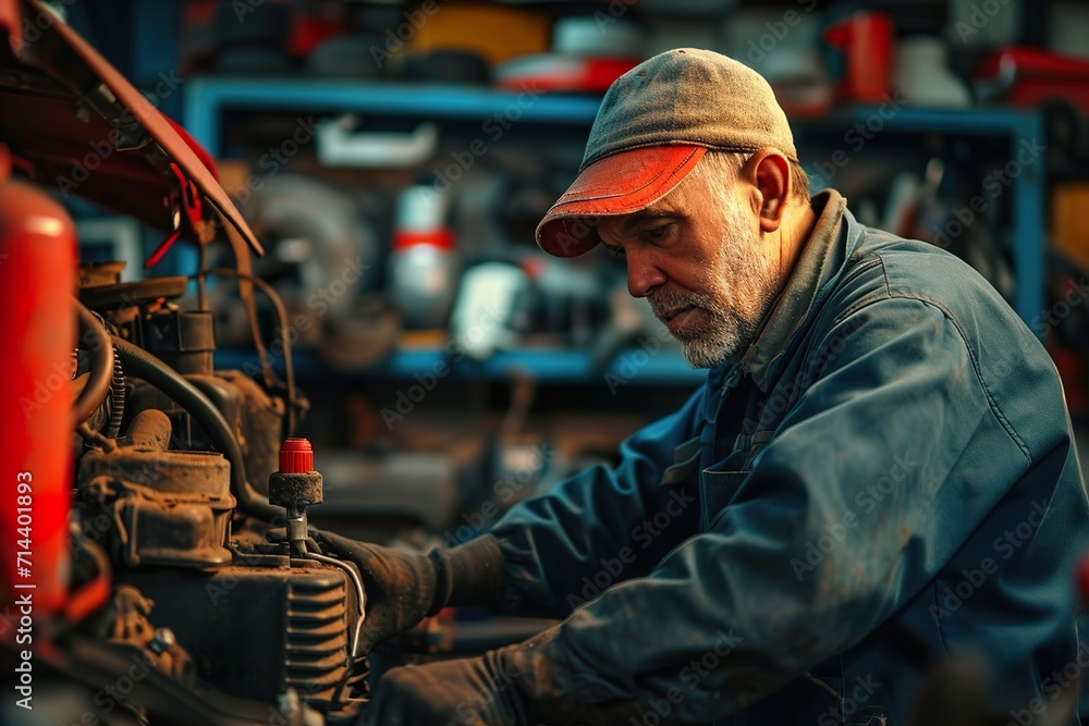 car mechanic working in the garage car mechanic working in the garage
