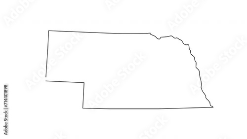 Nebraska state map sketch animation photo
