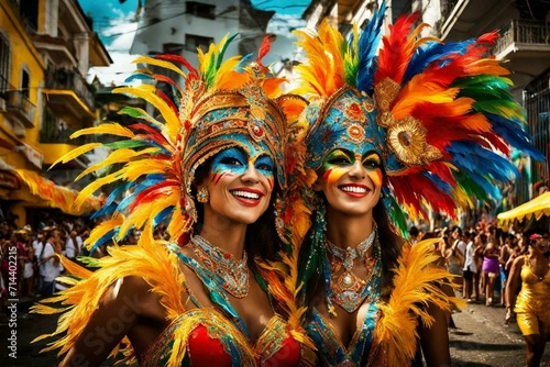 women in carnival costume in Brazil, Generative AI.
