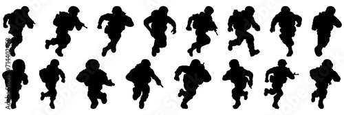 Soldier war army silhouettes set, large pack of vector silhouette design, isolated white background