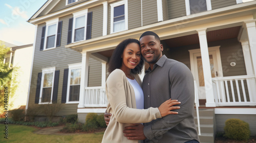 Young Couple in Front of a House