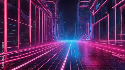 Wallpaper Mural A cyberpunk landscape of a futuristic city, with a road illuminated by neon lights conveying a sense of speed.
 Torontodigital.ca