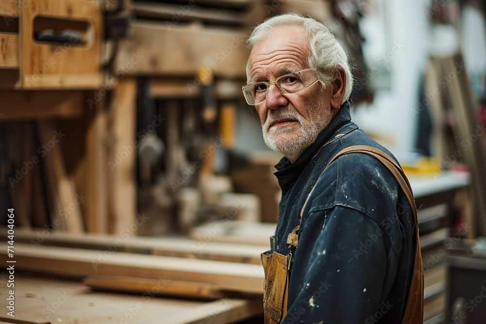 Senior male carpenter working at repair shop Senior male carpenter working at repair shop