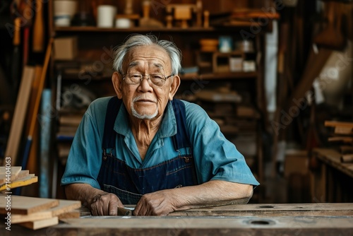 Senior male carpenter working at repair shop