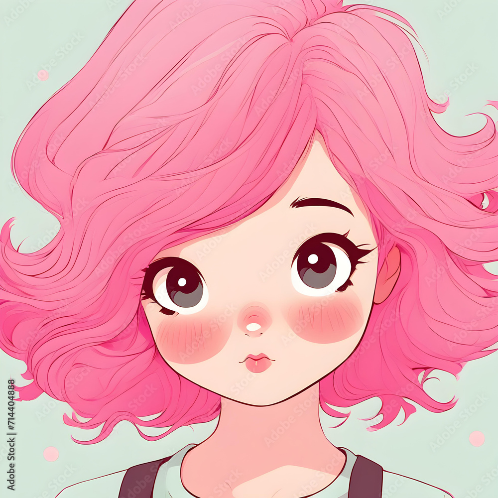A precious ai generated image of a lovely pink-haired girl with big eyes A precious ai generated image of a lovely pink-haired girl with big eyes