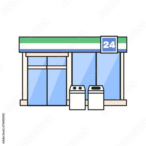 緑色のコンビニのイラスト