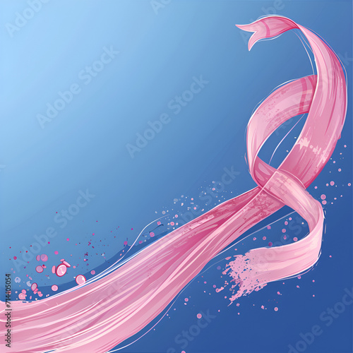 Cancer is  Curable, 70 types of cancers can be inhibited by Cancer growth blockers,  people with cancer are optimistic and having a positive attitude to win the life, a pink ribbon on blue background  photo