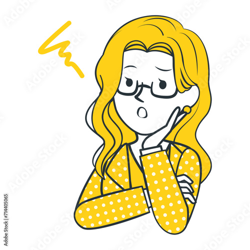 悩んでいる女性のイラスト