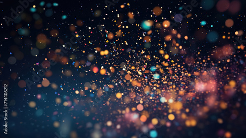Thousands of confetti fired on air during a festival at night, Image ideal for backgrounds