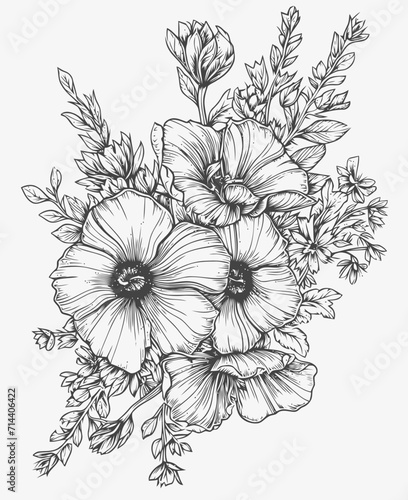 hand drawn sketch of flowers