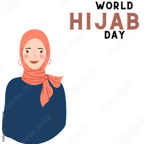 Happy world hijab day. February 1st international day celebration design