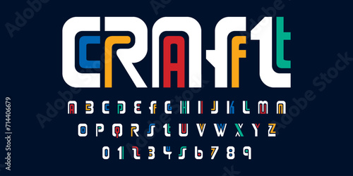 Modern abstract digital alphabet font. Minimal technology typography, Creative urban sport fashion futuristic font and with numbers. vector illustration