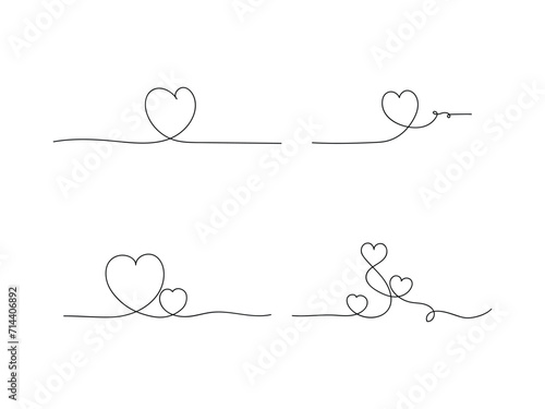 Wallpaper Mural Hearts continuous one line art drawing, valentines day concept, heart love couple outline artistic. Torontodigital.ca