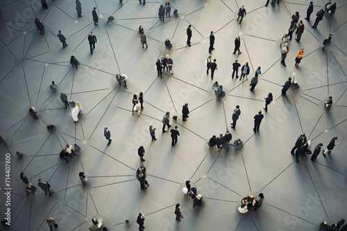 Aerial View of Crowd Communicating in Network of Connection