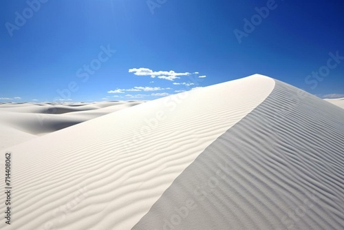 Sand dunes of White Sands National Park beneath a clear sky. Generative AI