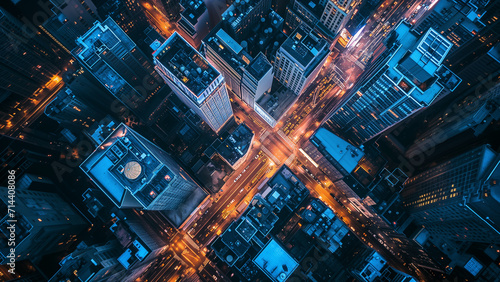 An Aerial View of a Bustling Metropolis at Night