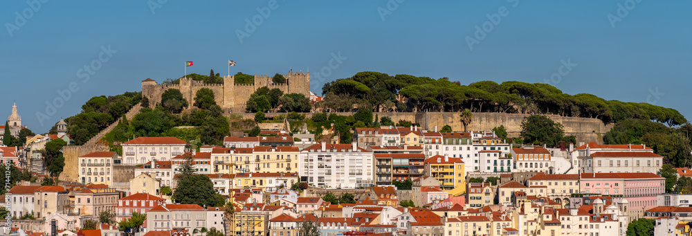 View of the ancient St George's castle in the heart of Lisbon's old city.