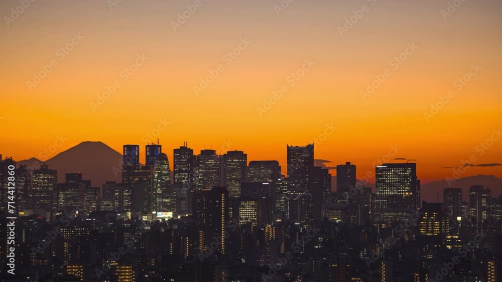 東京ビル群と富士山夕景 東京ビル群と富士山夕景
