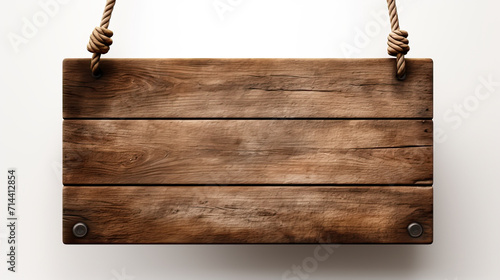 blank wood sign  hanging on white wall. Three boards vertical  with area for text. 