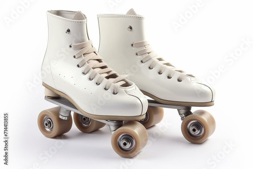 White retro roller skate on white background. Generative AI