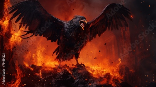 Eagle in fire High definition photography creative background wallpaper