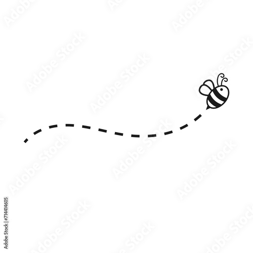 Flying Bee with Dotted Lines