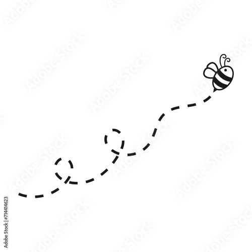 Flying Bee with Dotted Lines
