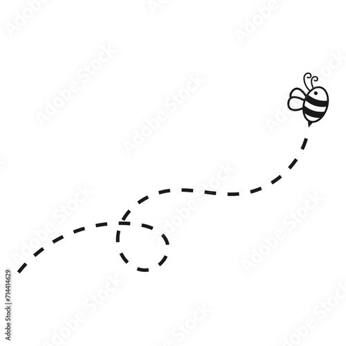 Flying Bee with Dotted Lines