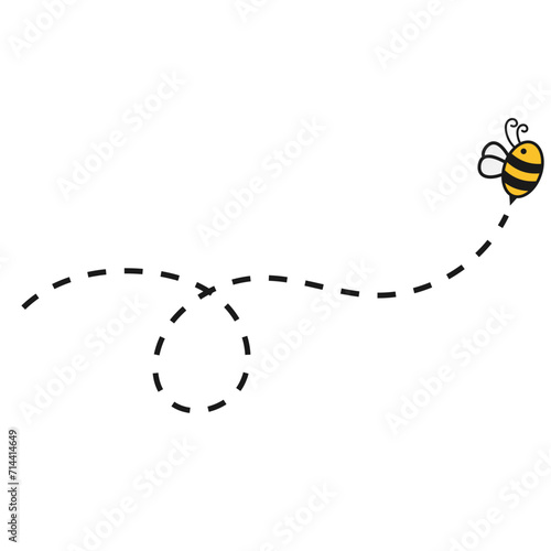 Flying Bee with Dotted Lines