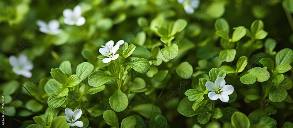 Bacopa monnieri, an Ayurvedic herb known as Brahmi, supports brain health and cognition. - obrazy, fototapety, plakaty 
