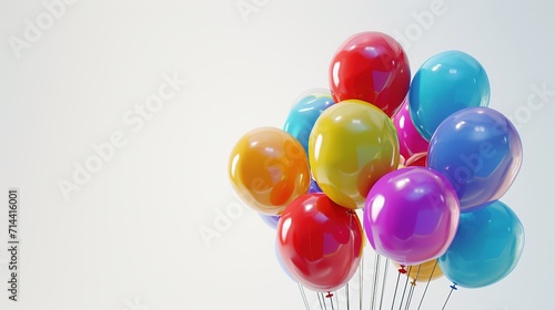 Colorful Bunch of Birthday Balloons Flying for Party and Celebrations With Space for Message Isolated in Pink Background.