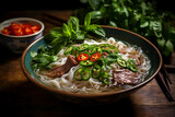 Traditional Vietnamese Pho Beef Noodle soup.
