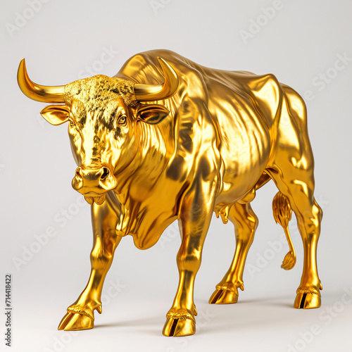 Golden bull in bullish divergent concept  symbolizing financial growth and strength