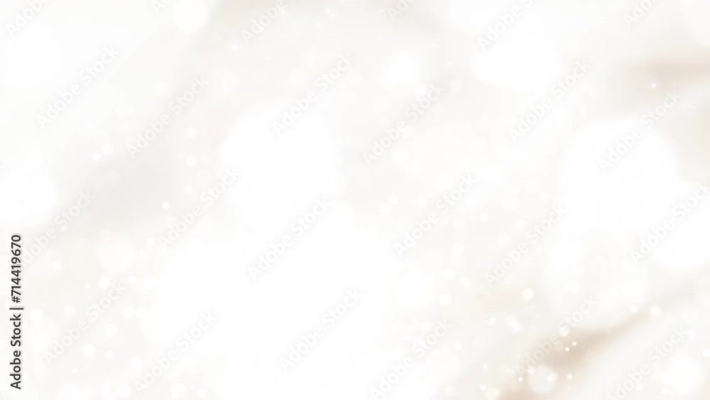 Wedding background. Luxury waving soft white elegant glowing light with bokeh dust particles moving motion video animated background.