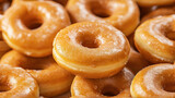  a pile of glazed doughnuts stacked on top of each other with a caption that reads, donuts donuts, donuts, donuts, donuts.