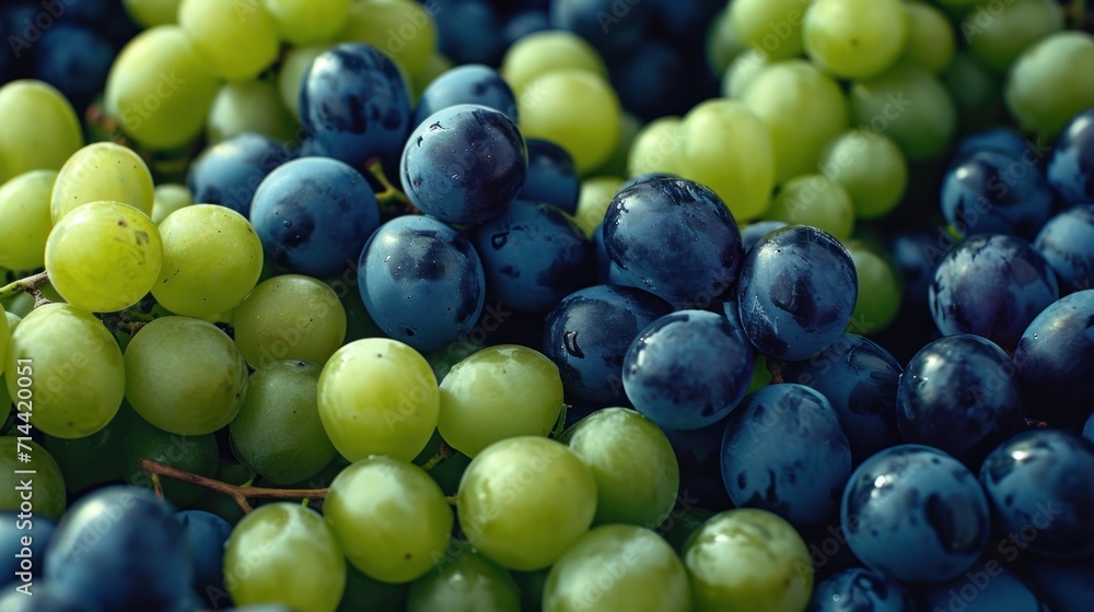  a bunch of grapes sitting next to each other on top of a pile of green and blue grapes on top of a pile of blue and white grapes on top of green grapes.