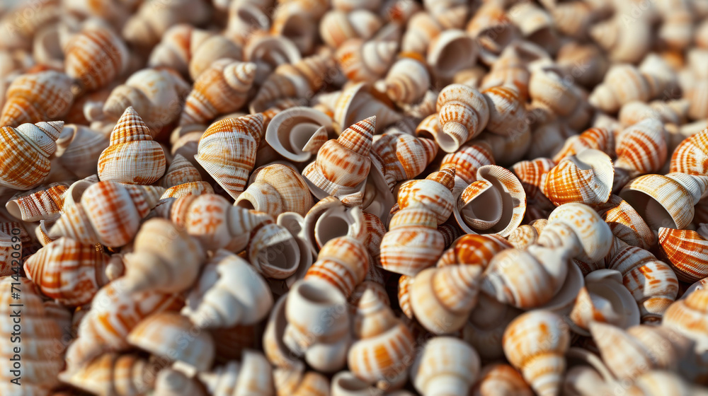  a pile of seashells sitting next to each other on top of a pile of other seashells on top of a counter top of a counter top.
