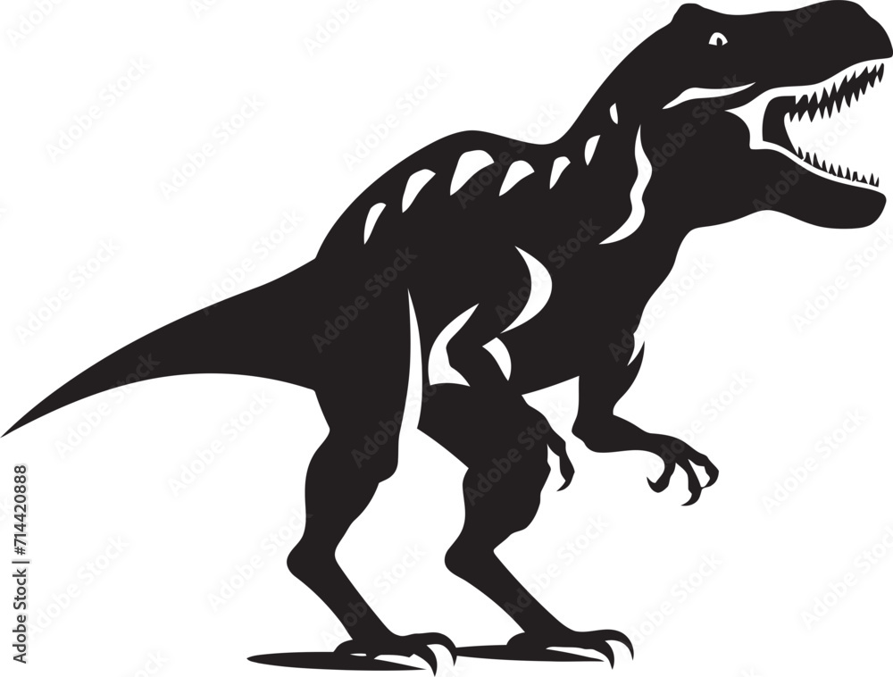Fototapeta premium Dynamic Dino Icon: T-Rex Logo in Sleek Black Silhouette