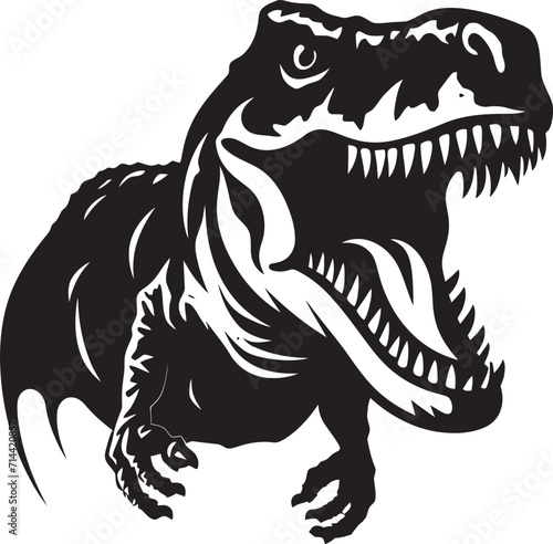 Fierce and Fearless  T-Rex Emblem in Bold Black Silhouette