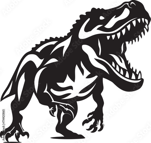 Striking Sophistication: T-Rex Emblem in Sleek Black Design