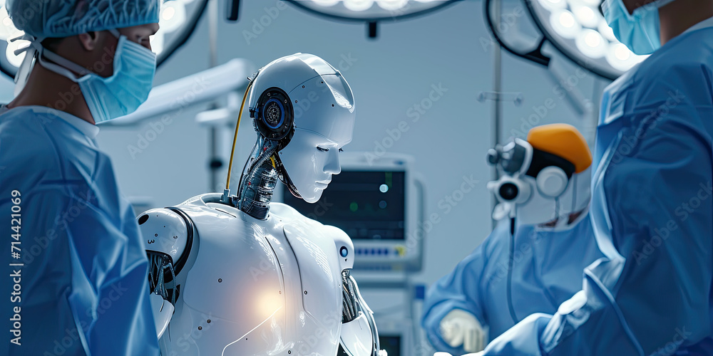 Doctor robot surgery room, robot assistant, future health care, operating room bot, generated ai - obrazy, fototapety, plakaty 