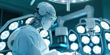 Doctor robot surgery room, robot assistant, future health care, operating room bot, generated ai